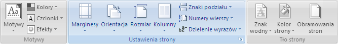grupa ustawienia strony